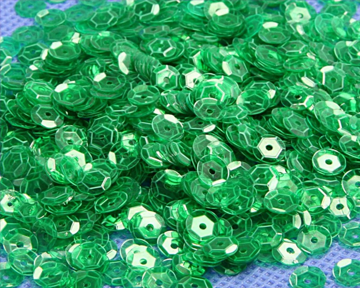 Cekiny 8mm/15gram zielony przeźroczysty