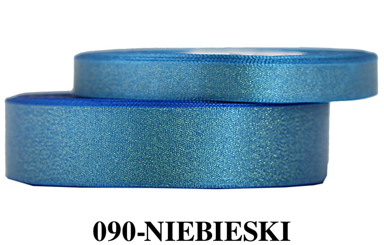 Wstążka satynowa z brokatem 25mm/22mb, niebieska
