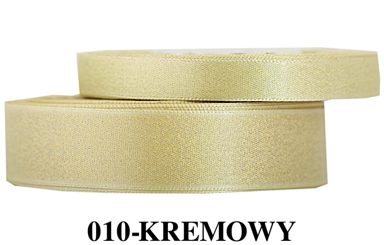 Wstążka satynowa z brokatem 12mm/22mb, kremowa