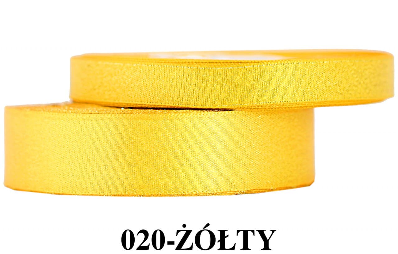 Wstążka satynowa z brokatem 12mm/22mb, żółta