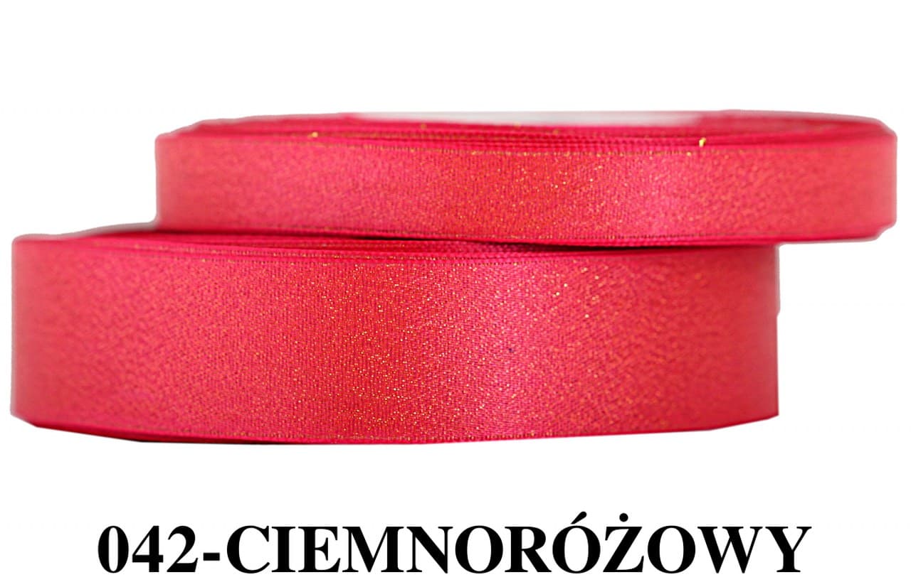 Wstążka satynowa z brokatem 12mm/22mb ciemnoróżowa