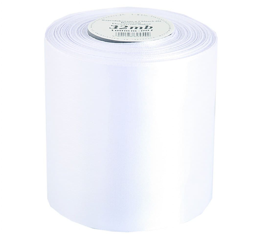 Wstążka satynowa szer. 10cm/32mb, biała