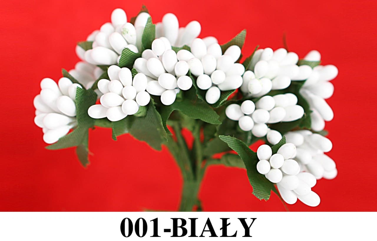 Pręciki na drucie ryż śr.2cm/12szt, białe