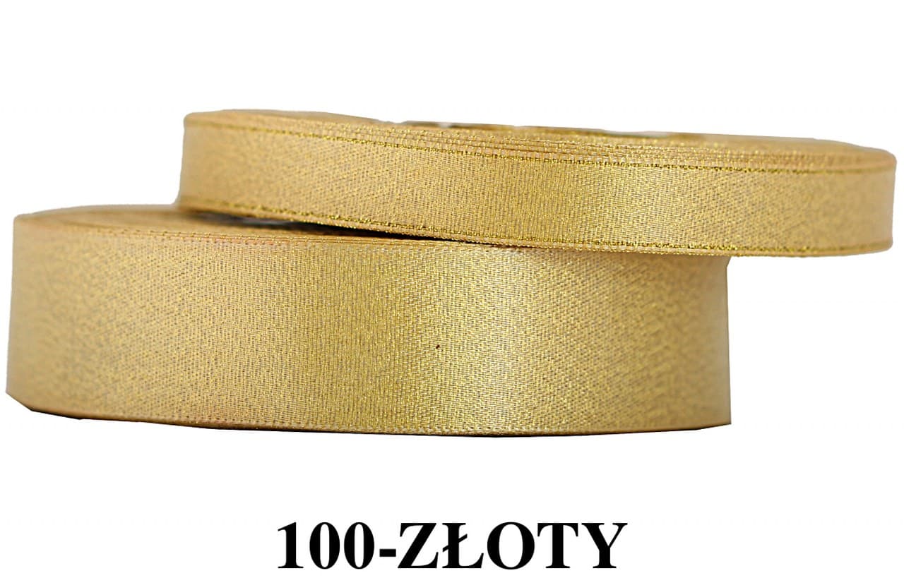 Wstążka satynowa z brokatem 12mm/22mb, złota