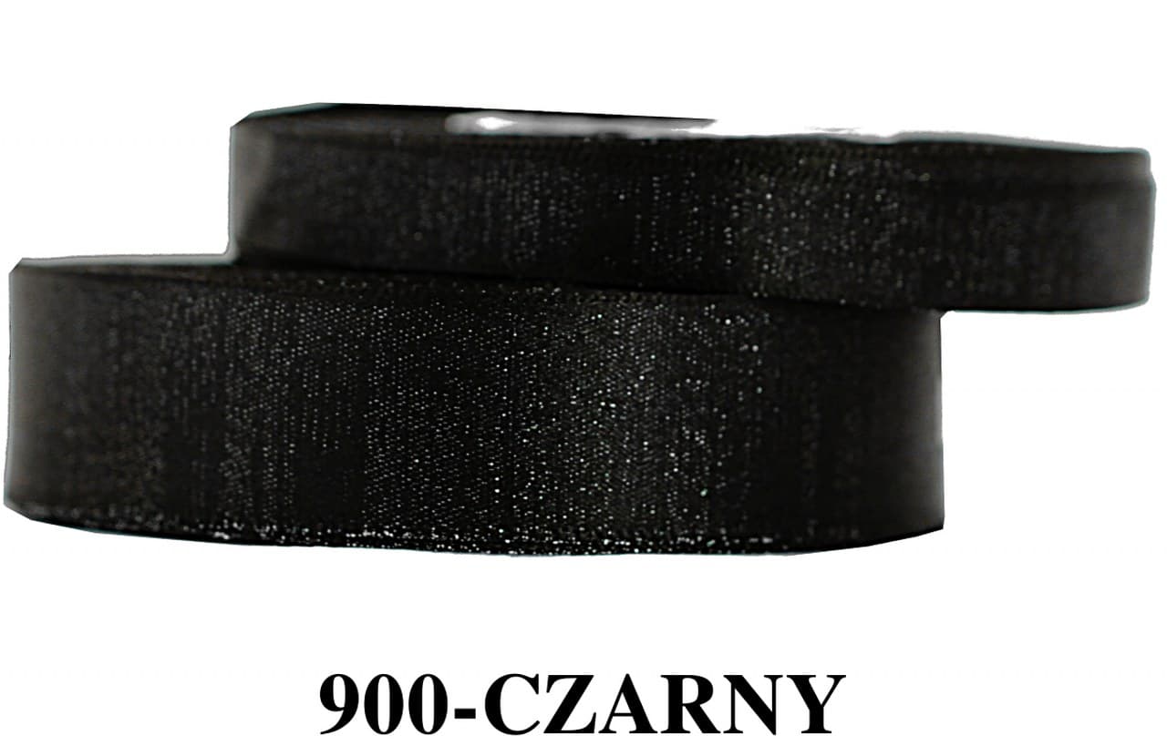 Wstążka satynowa z brokatem 12mm/22mb, czarna