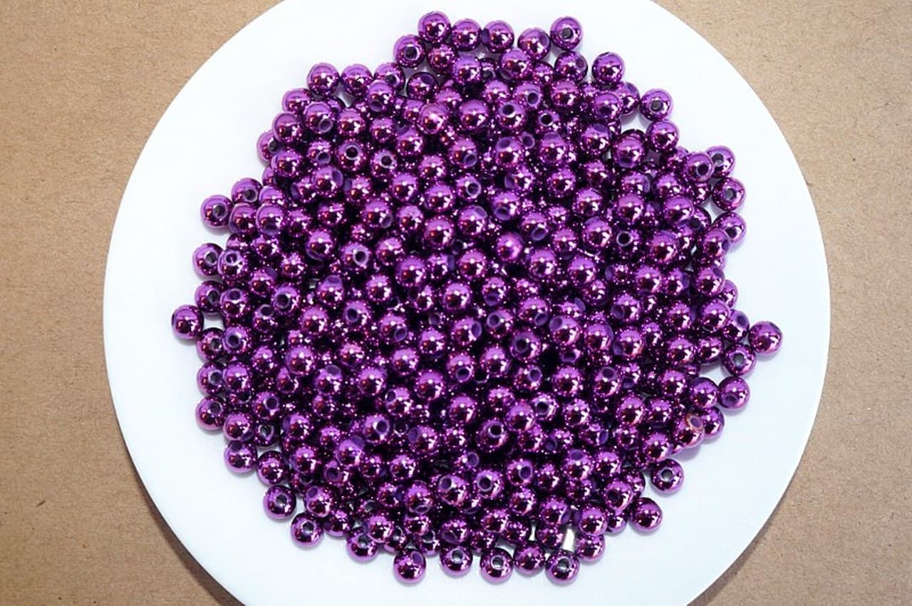 Perełki metalizowane, śr. 8mm/50g, fioletowe