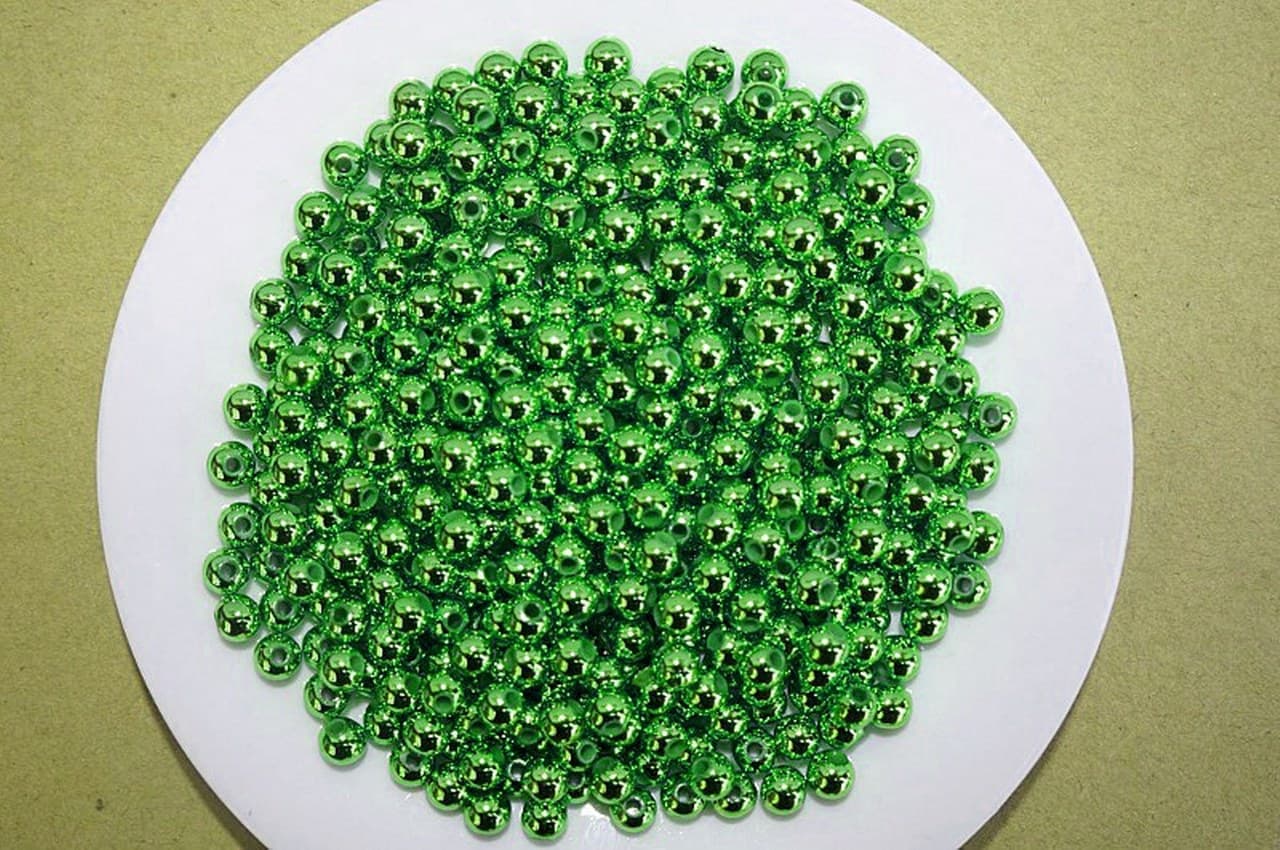 Perełki metalizowane, śr. 8mm/50g, zielone
