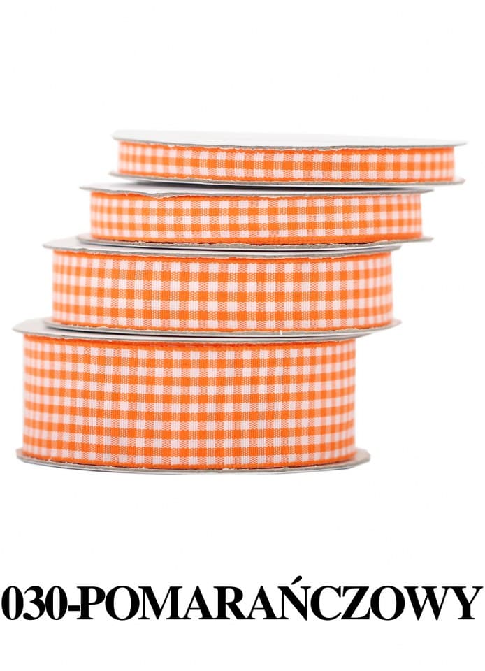 Wstążka materiałowa w kratkę 25mm/9mb pomarańczowa