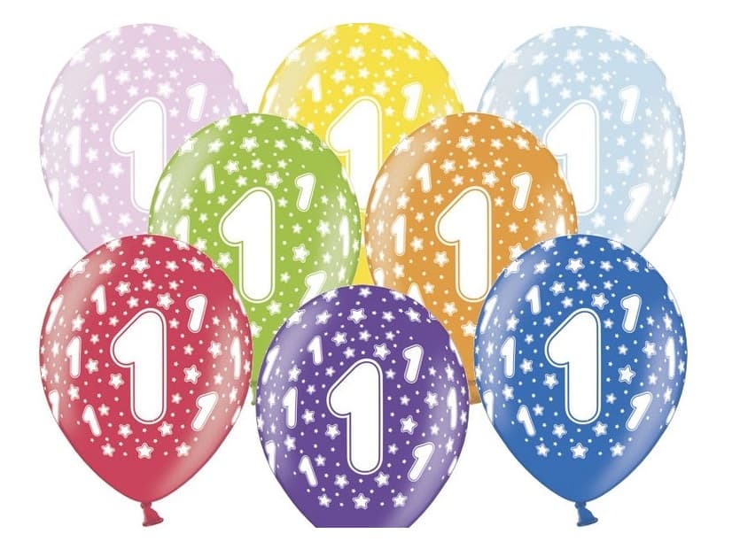 Balon urodzinowy, wys. 30 cm, cyfra 1 - 1 sztuka
