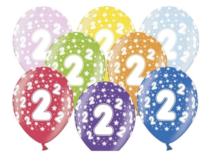 Balon urodzinowy, wys. 30 cm, cyfra 2 - 1 sztuka