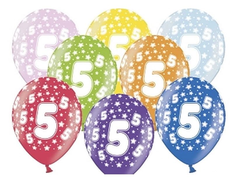 Balon urodzinowy, wys. 30 cm, cyfra 5 - 1 sztuka
