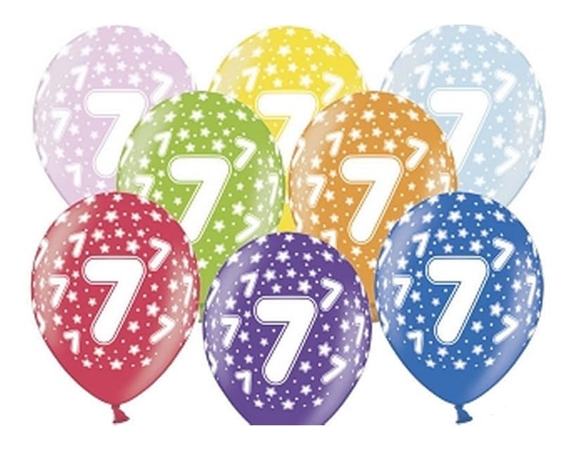 Balon urodzinowy, wys. 30 cm, cyfra 7 - 1 sztuka