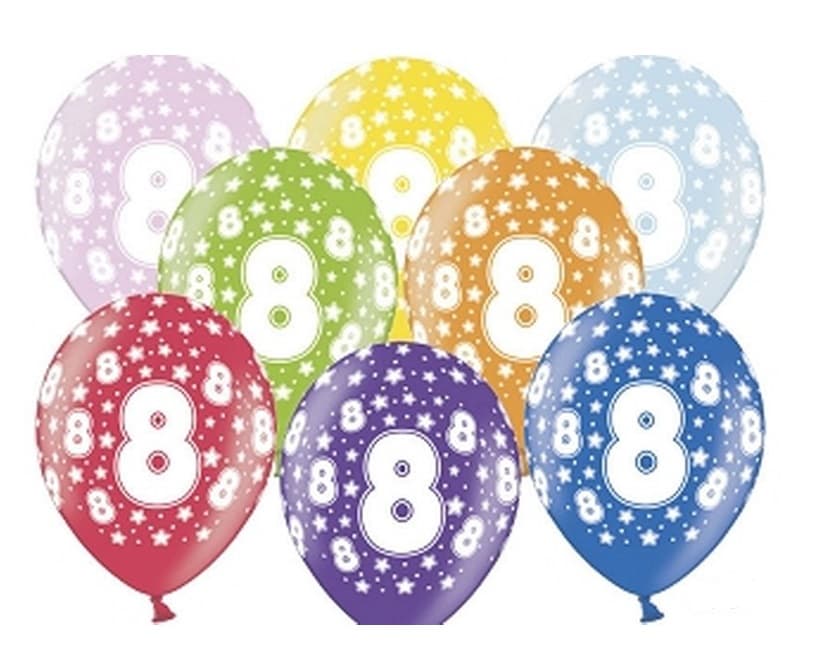 Balon urodzinowy, wys. 30 cm, cyfra 8 - 1 sztuka