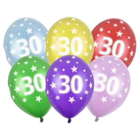 Balon urodzinowy, wys. 30 cm, cyfra 30 - 1 sztuka