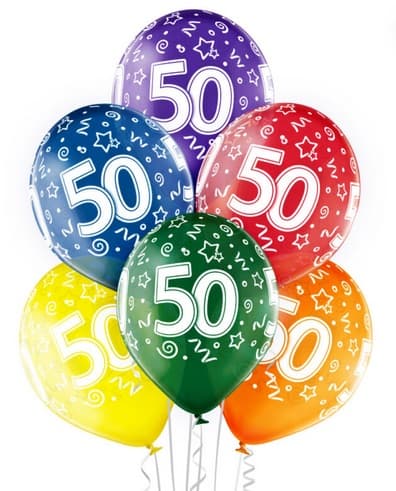Balon urodzinowy, wys. 30 cm, cyfra 50 - 1 sztuka