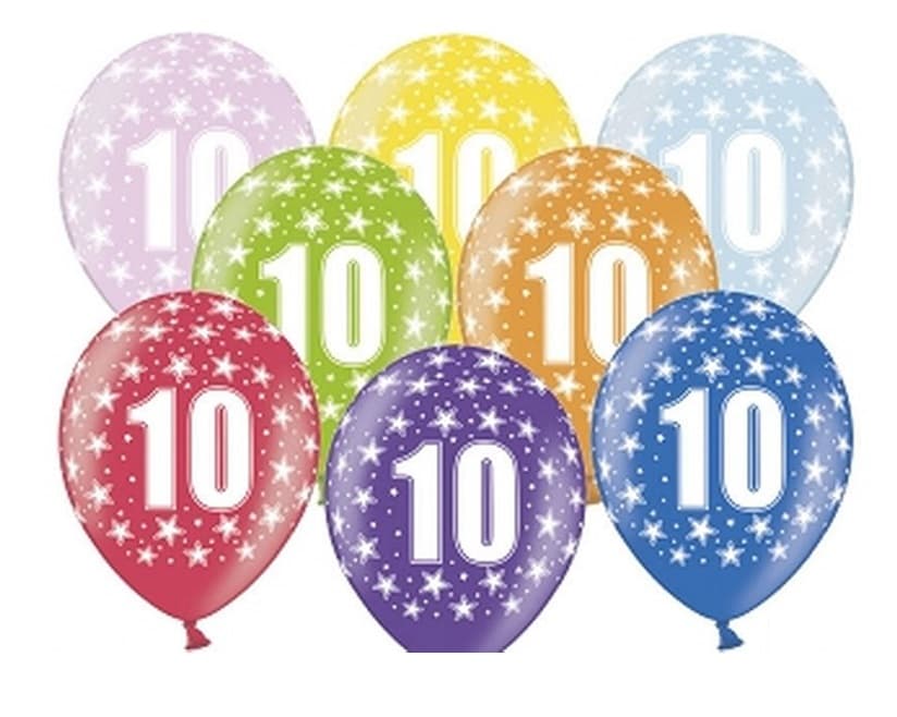 Balon urodzinowy, wys. 30 cm, cyfra 10 - 1 sztuka