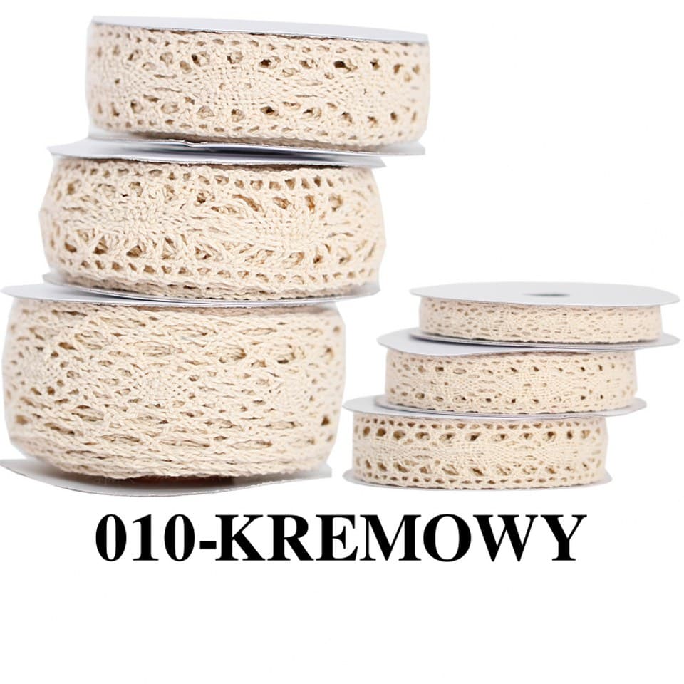 Wstążka materiałowa koronka 15mm/5y, kremowa