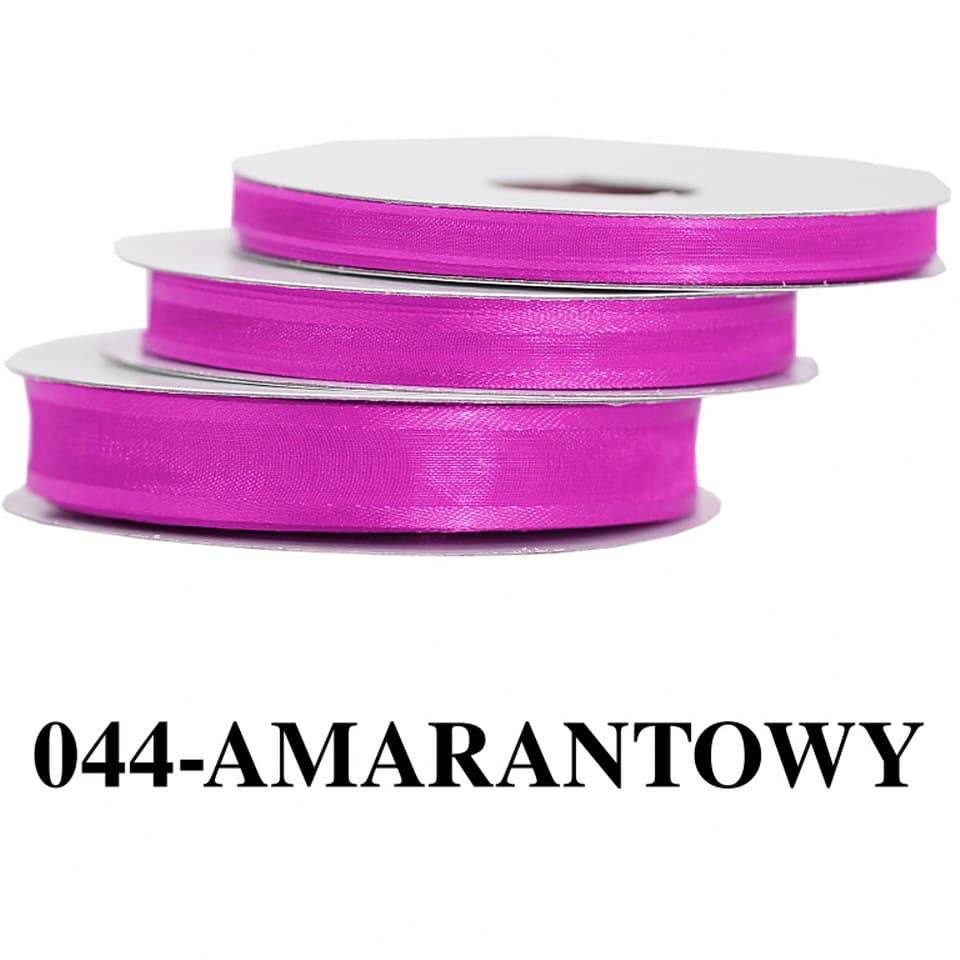 Wstążka szyfonowa z lamówką, 6mm/22mb, amarantowa