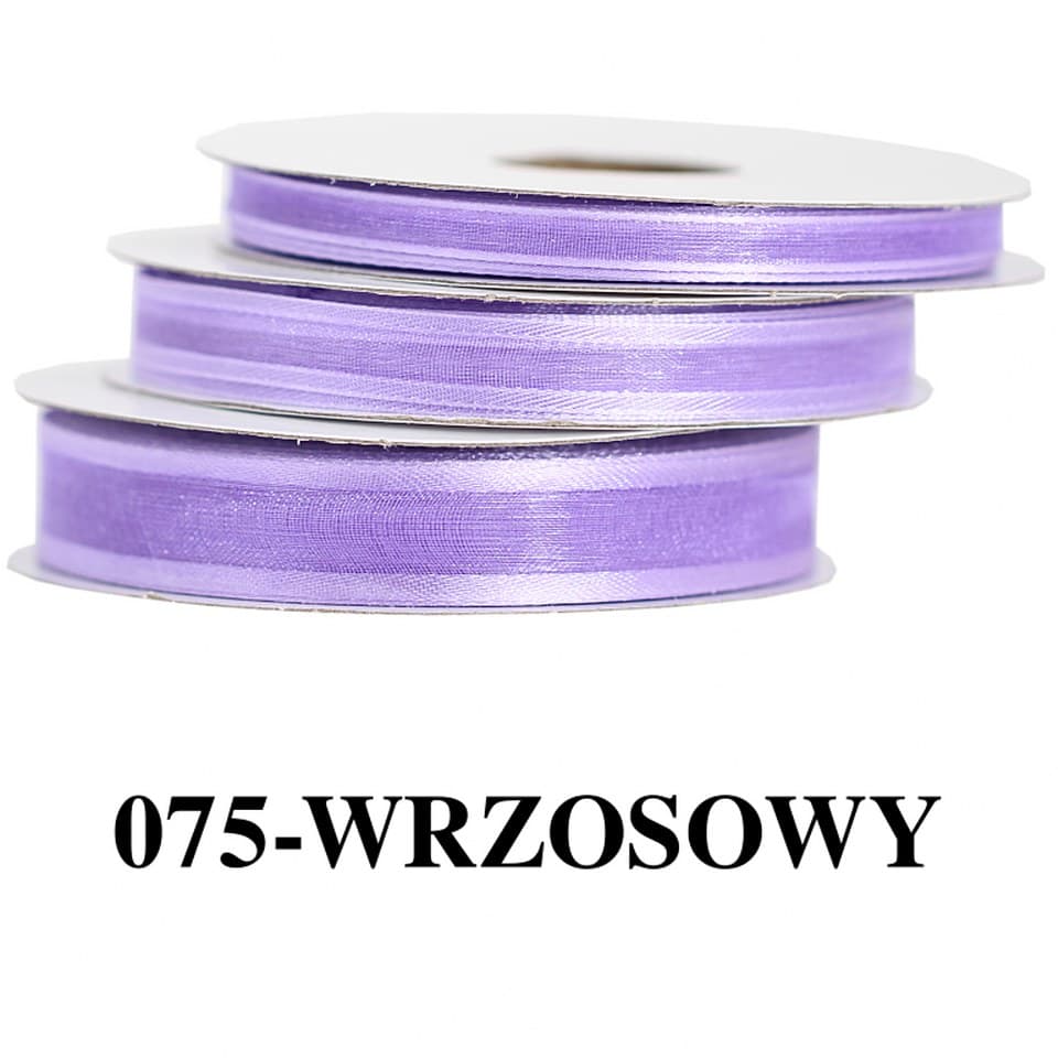 Wstążka szyfonowa z lamówką, 15mm/22mb, wrzosowa