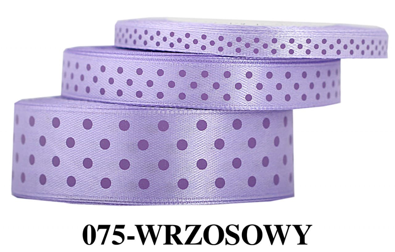 Wstążka satynowa w kropki wrzosowe, 6mm/22mb 