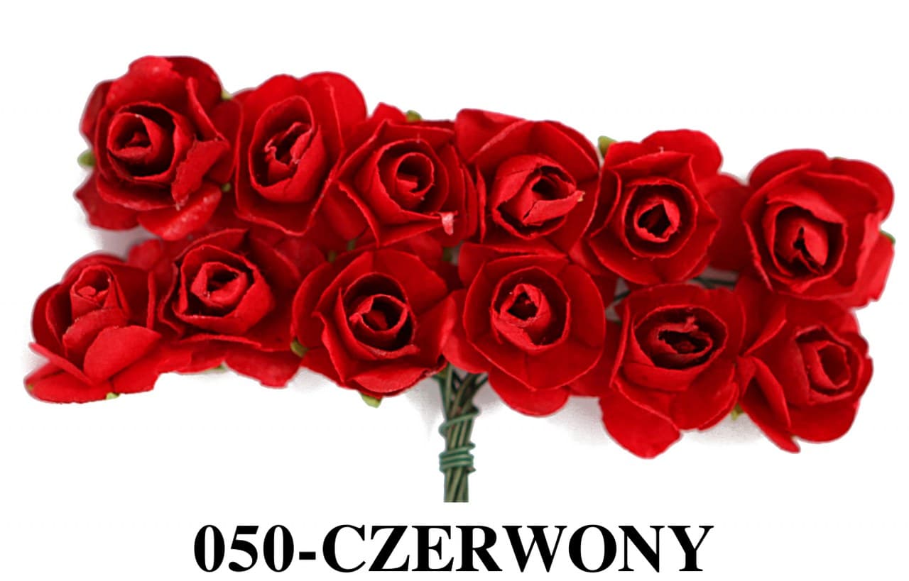 Kwiaty papierowe na drucie, 20mm/12szt, czerwone