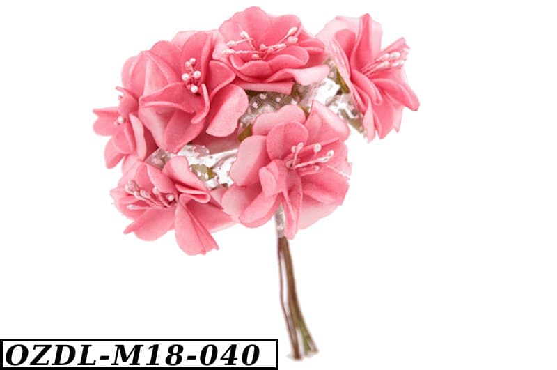 Kwiaty piankowe frędzlowane 4cm/6szt, różowe