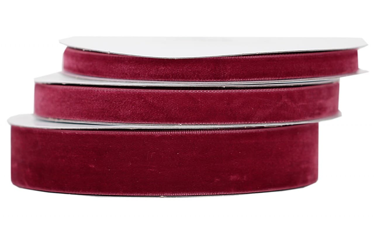 Wstążka aksamitna velvetowa, 12mm/9mb, bordowa