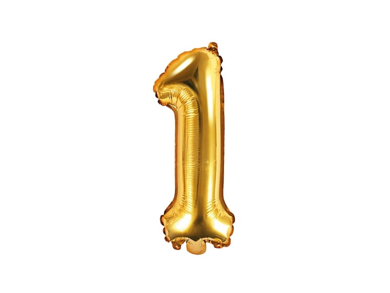 Balon foliowy złoty, cyfra 1, wys. 35cm