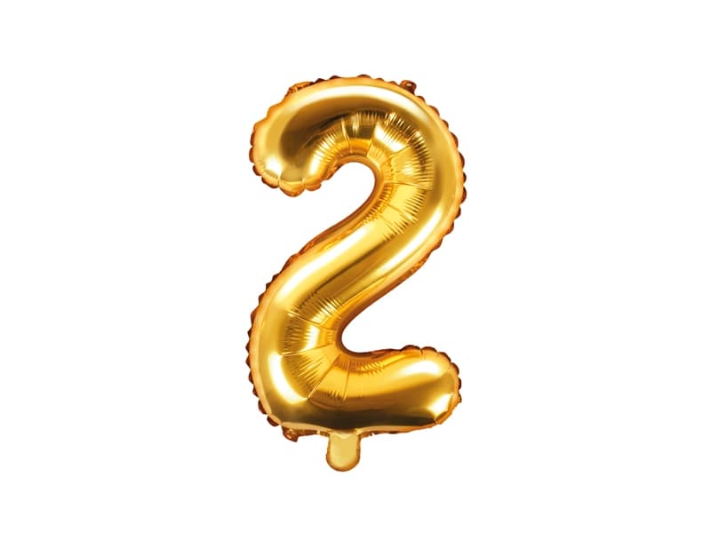 Balon foliowy złoty, cyfra 2, wys. 35cm