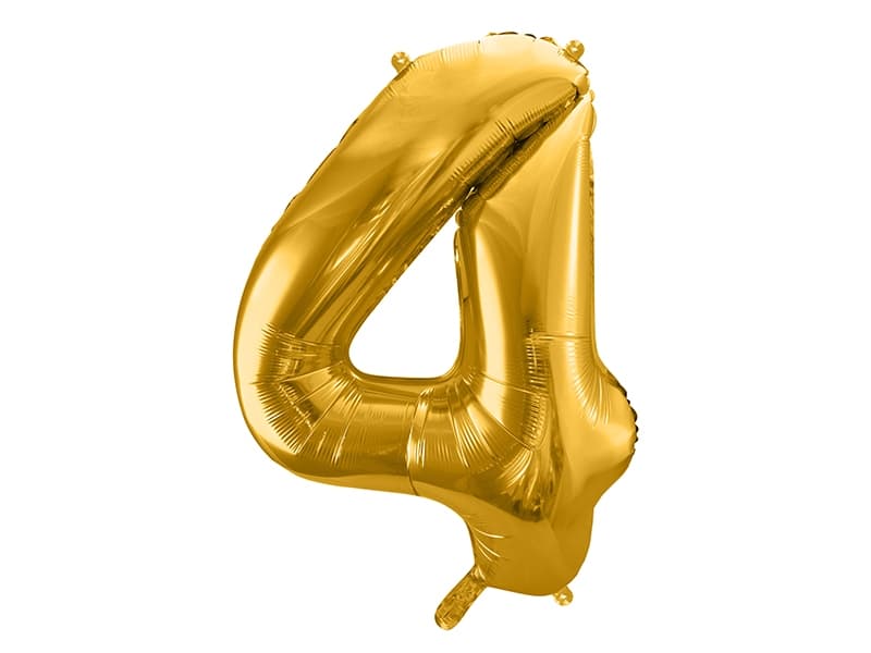 Balon foliowy złoty, cyfra 4, wys. 35cm