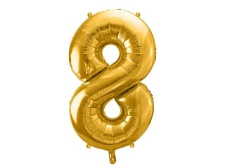 Balon foliowy złoty, cyfra 8, wys. 35cm
