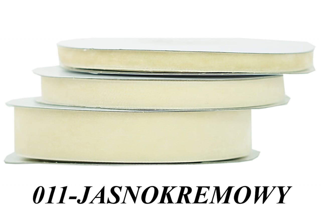 Wstążka aksamitna velvetowa, 25mm/9mb, j.kremowa
