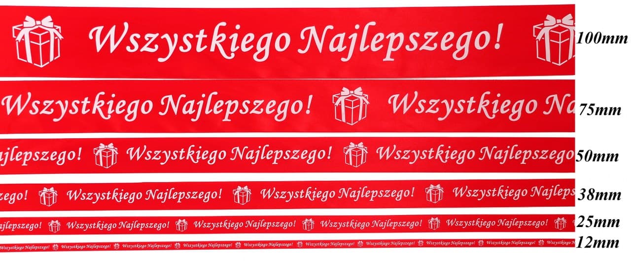 Wstążka satyna Wszystkiego Naj 12mm/22mb czerwona 
