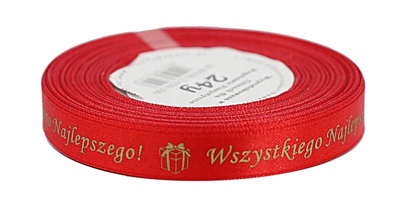 Wszystkiego Naj metal, 12mm/22mb czerwona/złoto