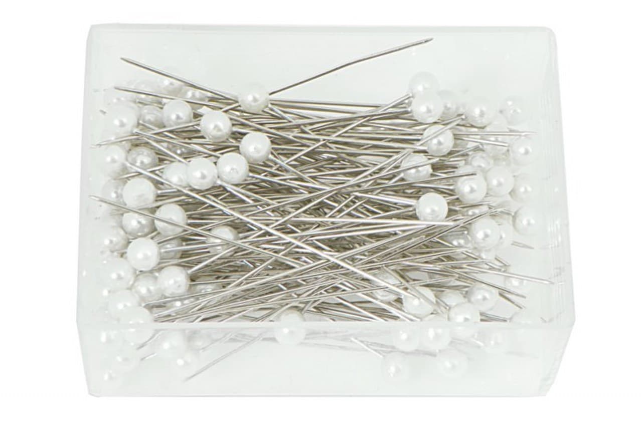Szpilki z perełką długość 3,8cm śr.4mm/72szt białe