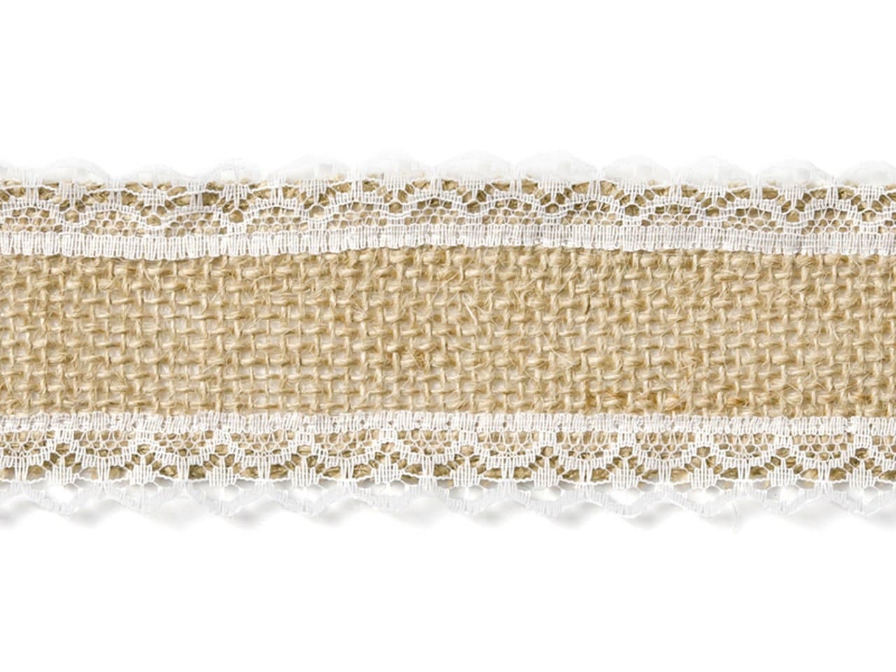 Wstążka jutowa z koronką, 5cm/5mb, model 01