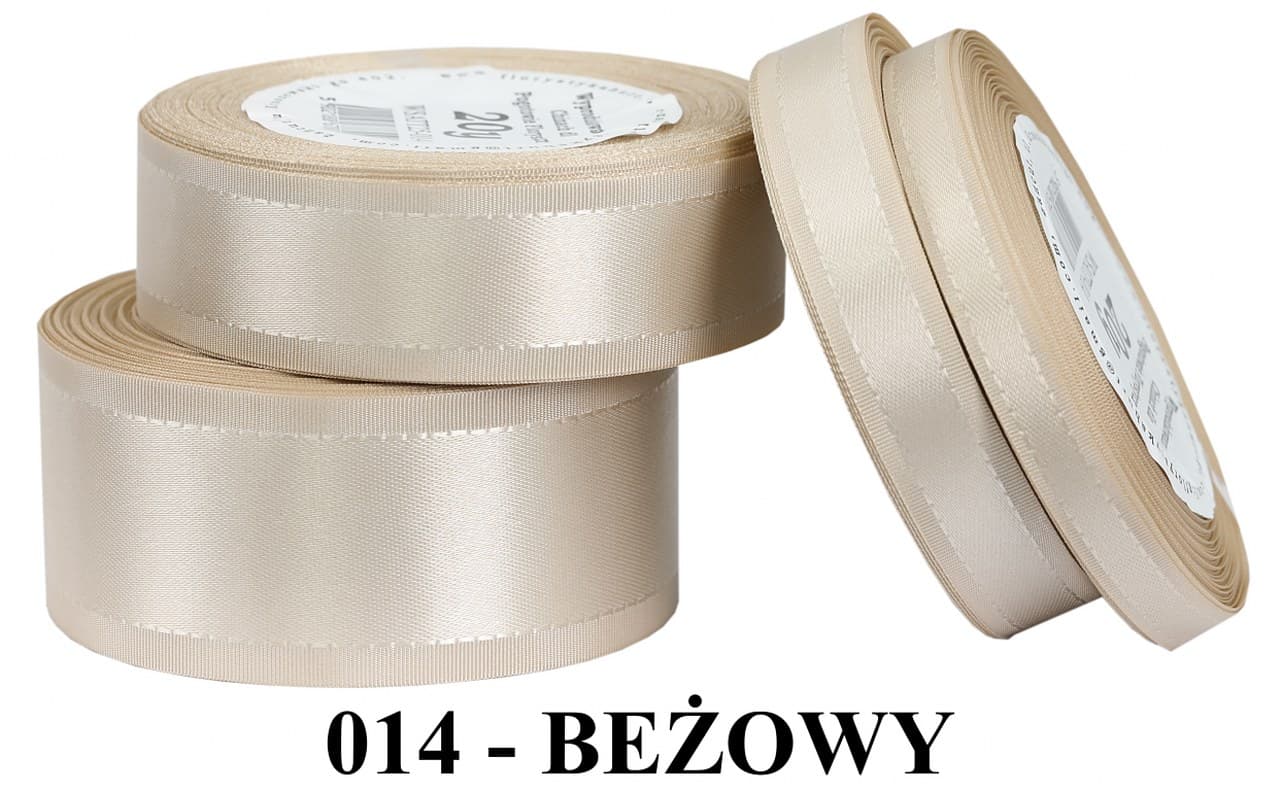 Wstążka z paskami satyna/tafta 9mm/20y, beżowa