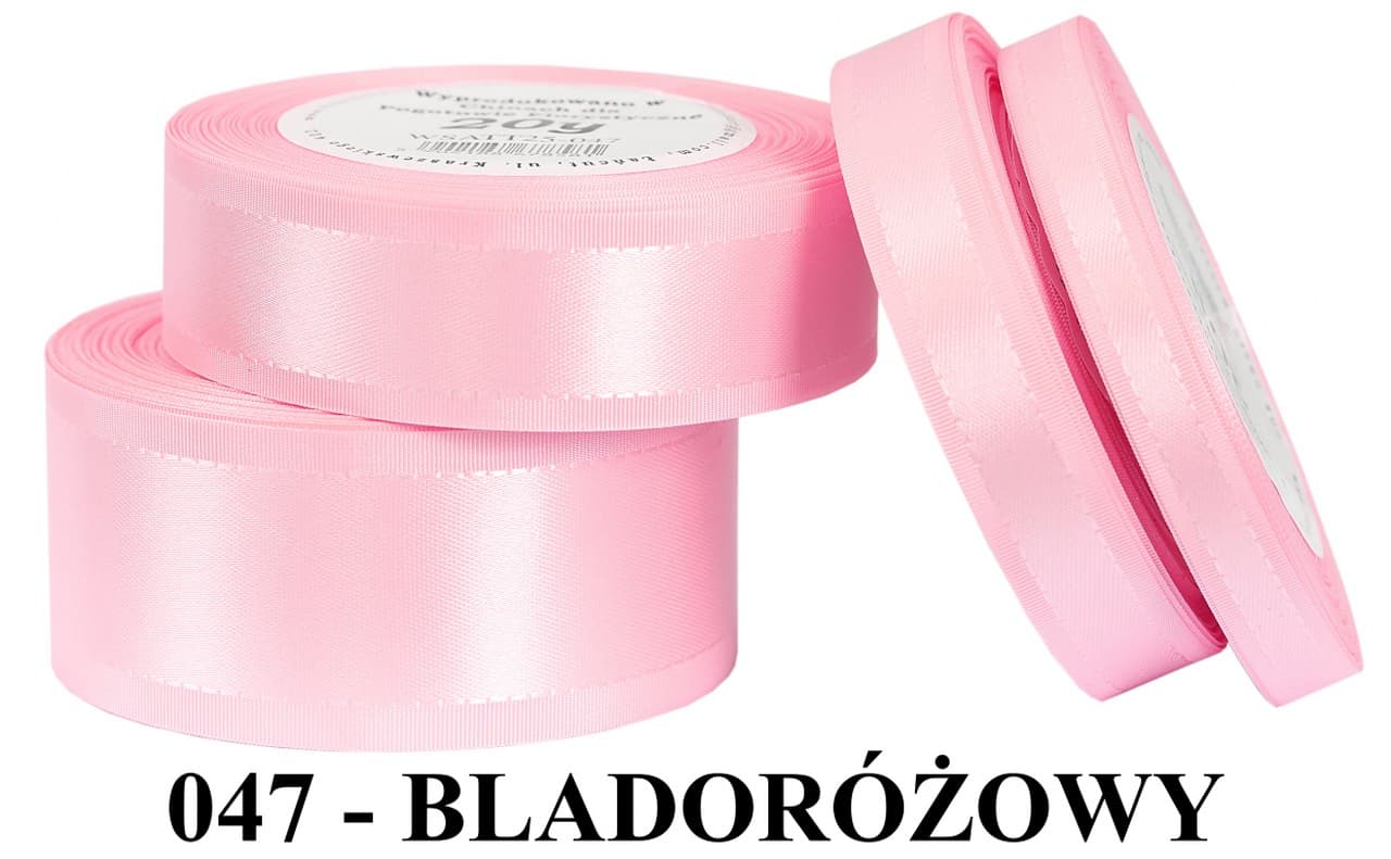Wstążka z paskami satyna/tafta 9mm/20y, blady róż