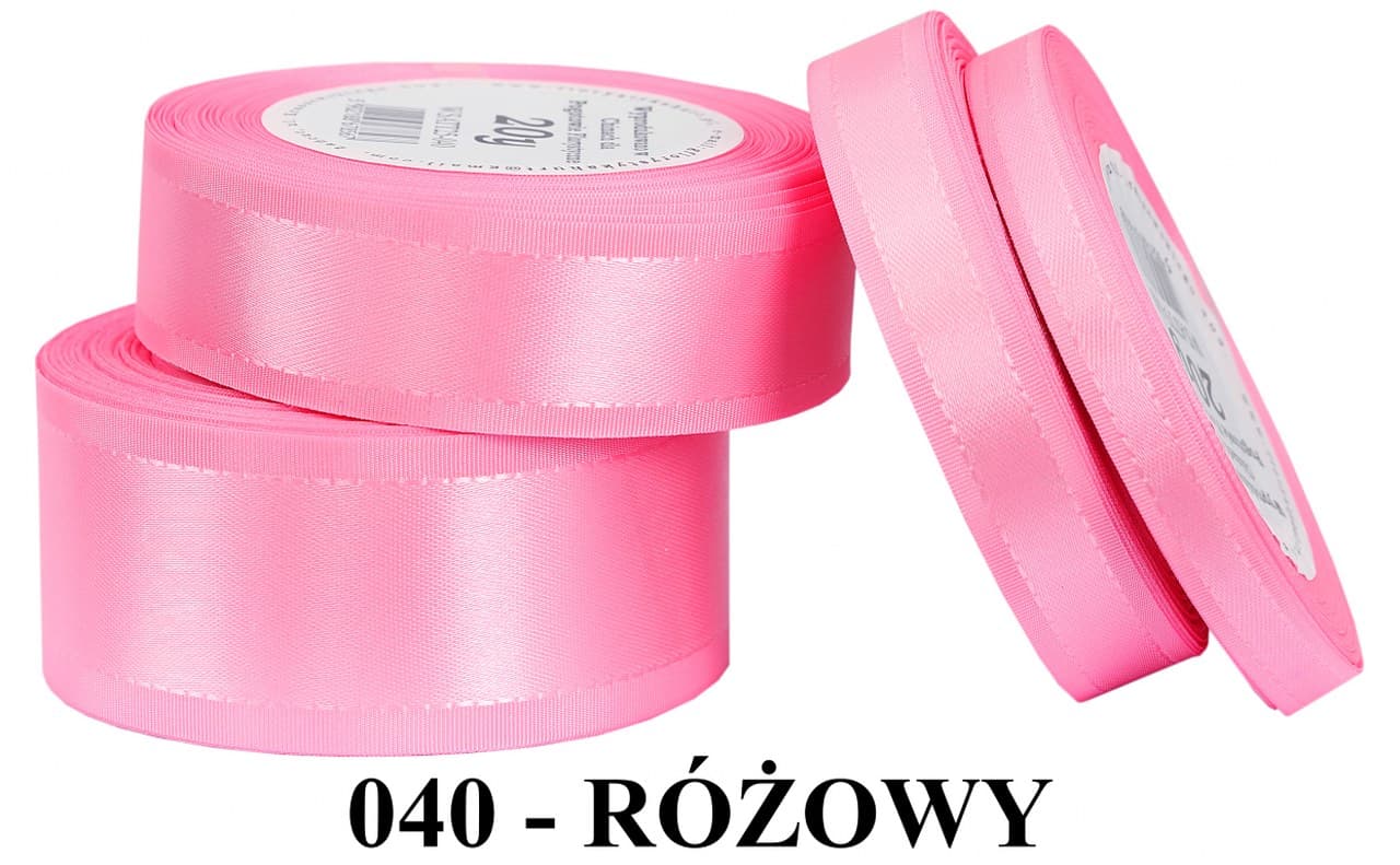 Wstążka z paskami satyna/tafta 9mm/20y, różowy