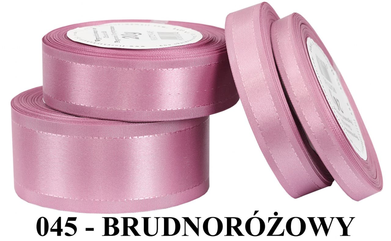 Wstążka z paskami satyna/tafta 25mm/20y brudny róż