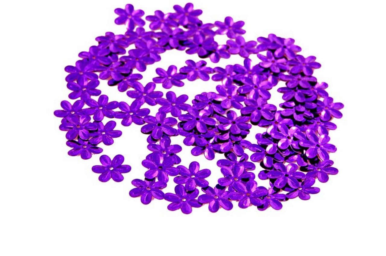 Cekiny kwiatki duże 15mm/5gram fioletowe