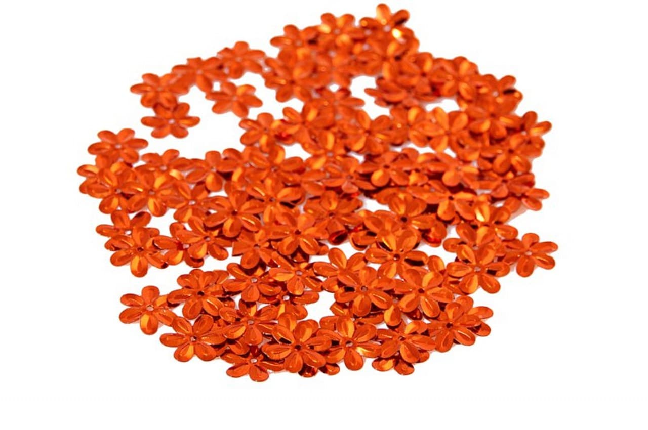 Cekiny kwiatki małe 8mm/5gram pomarańczowe