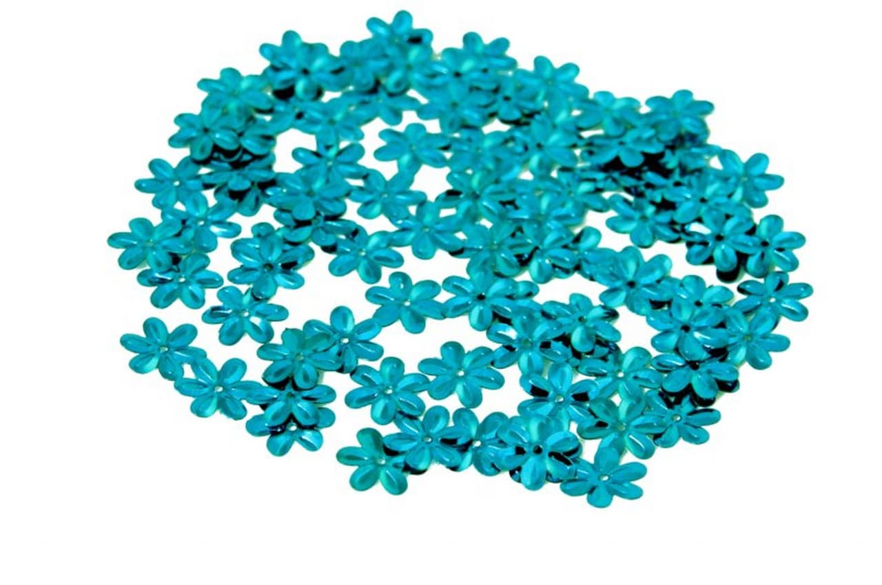 Cekiny kwiatki małe 8mm/5gram turkusowe