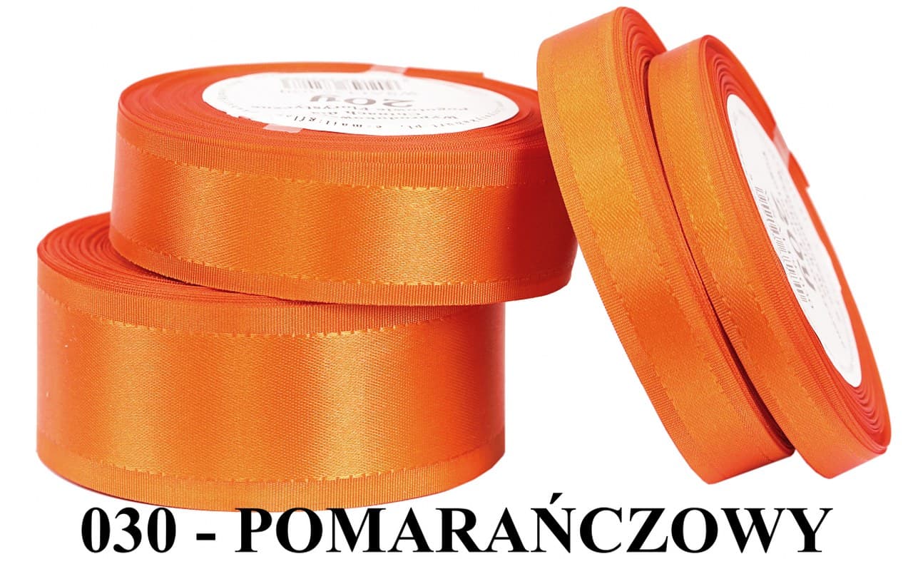 Wstążka z paskami satyna/tafta 15mm/20y, pomarańcz