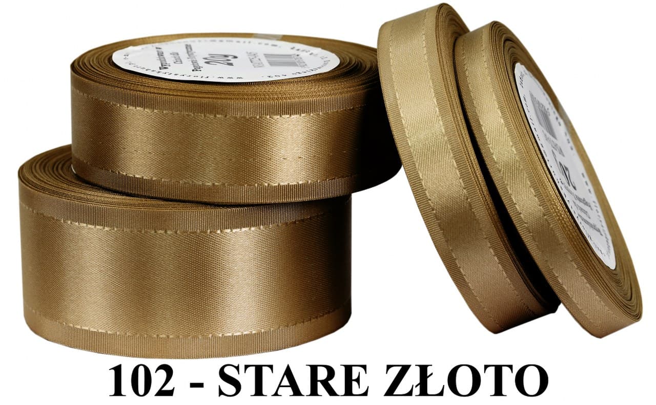 Wstążka z paskami satyna/tafta 15mm/20ystare złoto