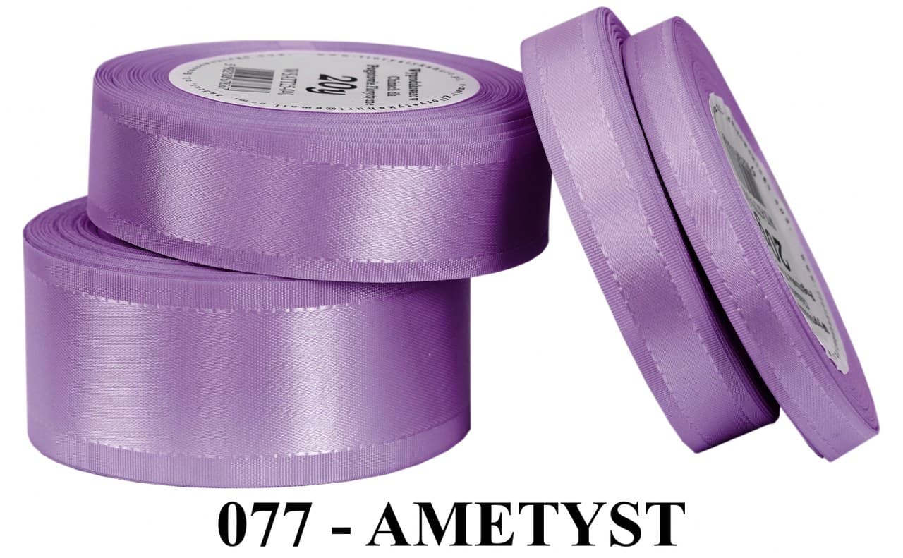 Wstążka z paskami satyna/tafta 9mm/20y, ametyst