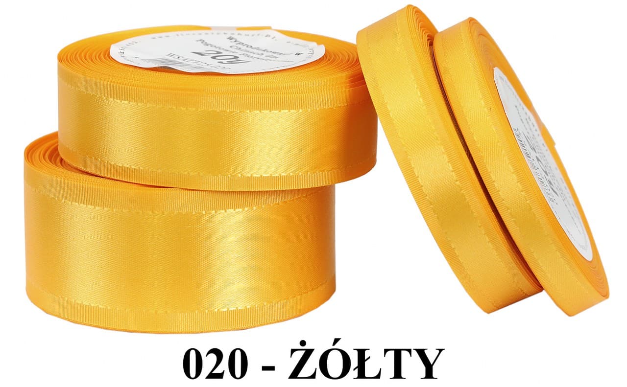 Wstążka z paskami satyna/tafta 38mm/20y, żółta