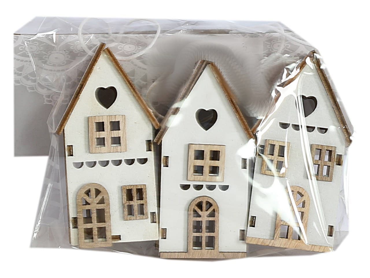 3szt Zawieszka dom wysoki 3D 2,5x3x8cm, biały HY-4