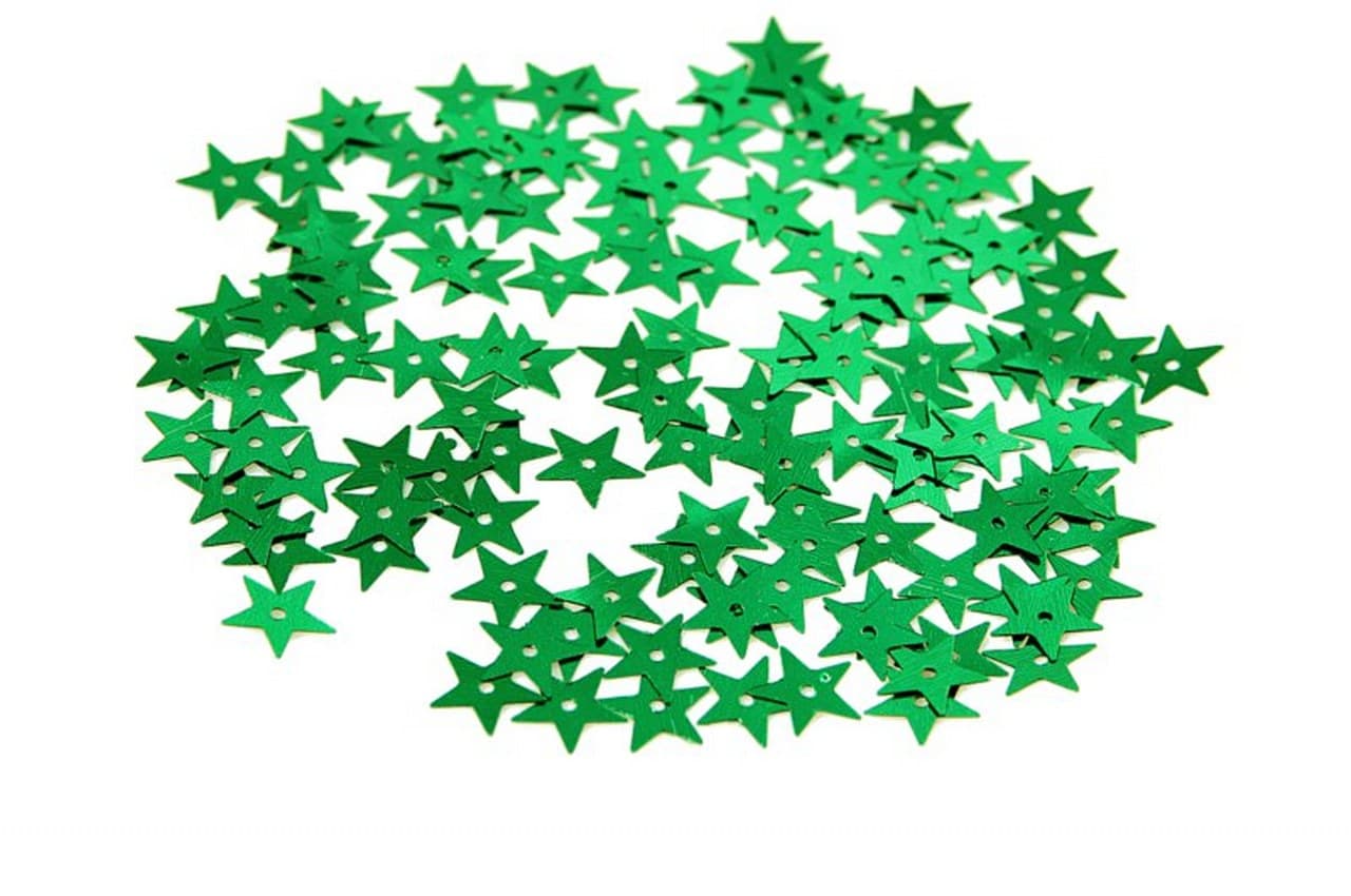 Cekiny gwiazdki duże 13mm/5gram zielone