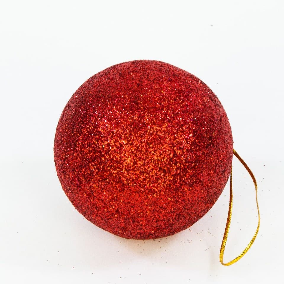 Bombki styropianowe z brokatem,4cm/12szt, czerwone